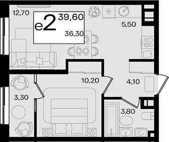 2-комн. квартира, 36.3 м² в ЖК Патрики — фото 3