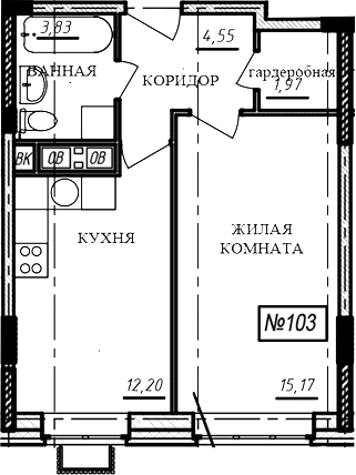 1-комн., 37.7 м², 6/16 этаж, ЖК «Краснофлотский»