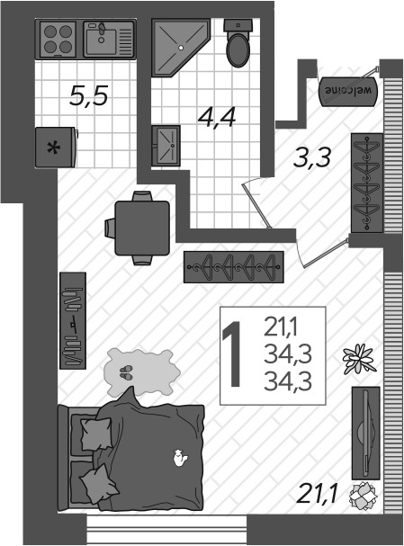 Студия квартира, 37.4 м² в ЖК Летний — фото 2