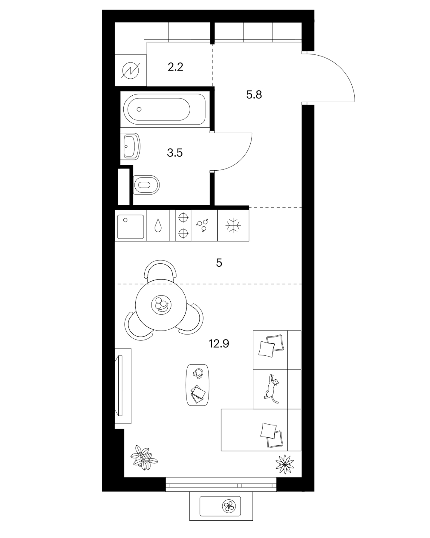 Студия, 29.4 м², 5/17 этаж, ЖК «Белая Дача парк»