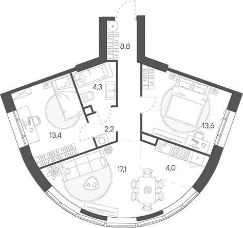 3-комн. Родина Переделкино