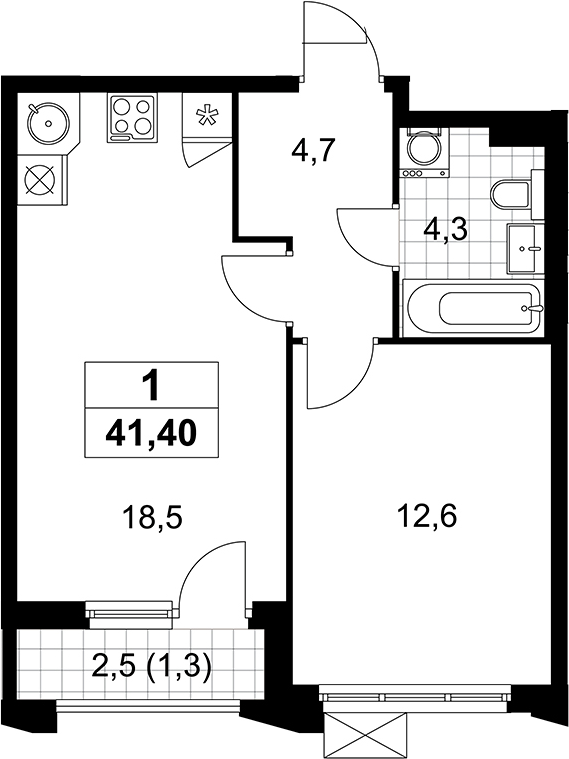 2-комн., 40.1 м², 3/11 этаж, ЖК «Деснаречье»