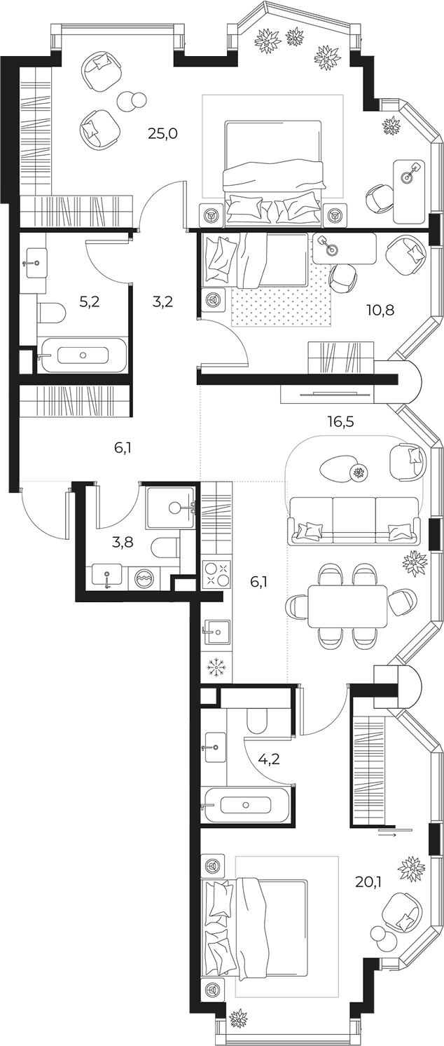 4+ комнаты, 101 м², 9/16 этаж, ЖК «МАСТЕРС»