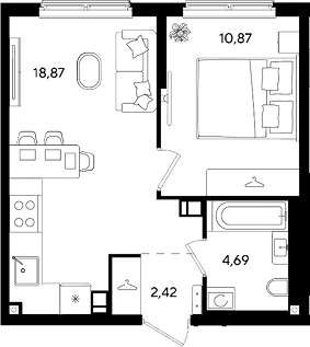 Продается 2-комн. квартира, 36.85 м²