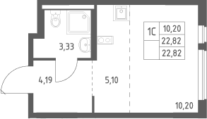 Студия, 22.82 м², 5/13 этаж, ЖК «Горки Парк»