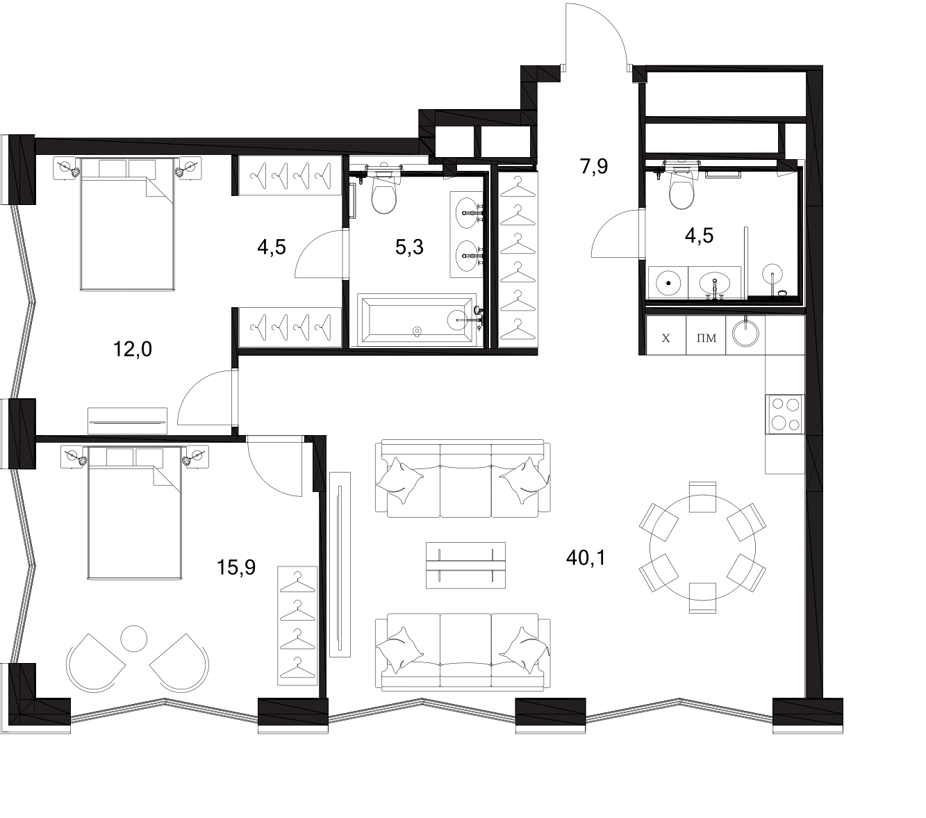 3-комн. A. Residence