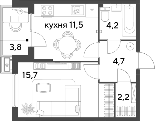 1-комн. квартира, 38.3 м² в ЖК Парк Победы — фото 2