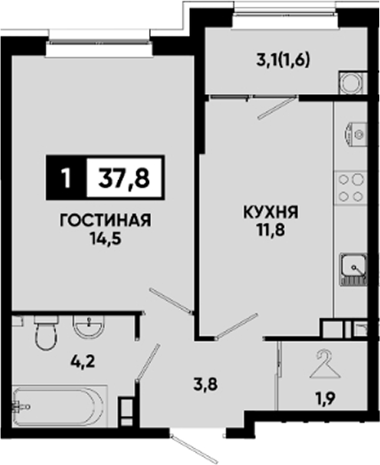 1-комн. Квартал на курорте Моя Легенда
