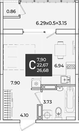 Продается 1-комн. квартира, 22.67 м²