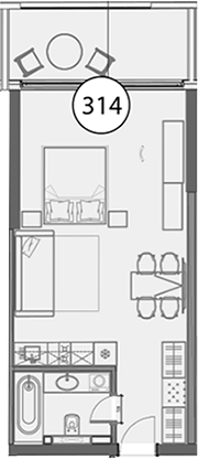 Студия, 48.7 м², 9/11 этаж, ЖК «Гостиничный комплекс Поляна Пик»