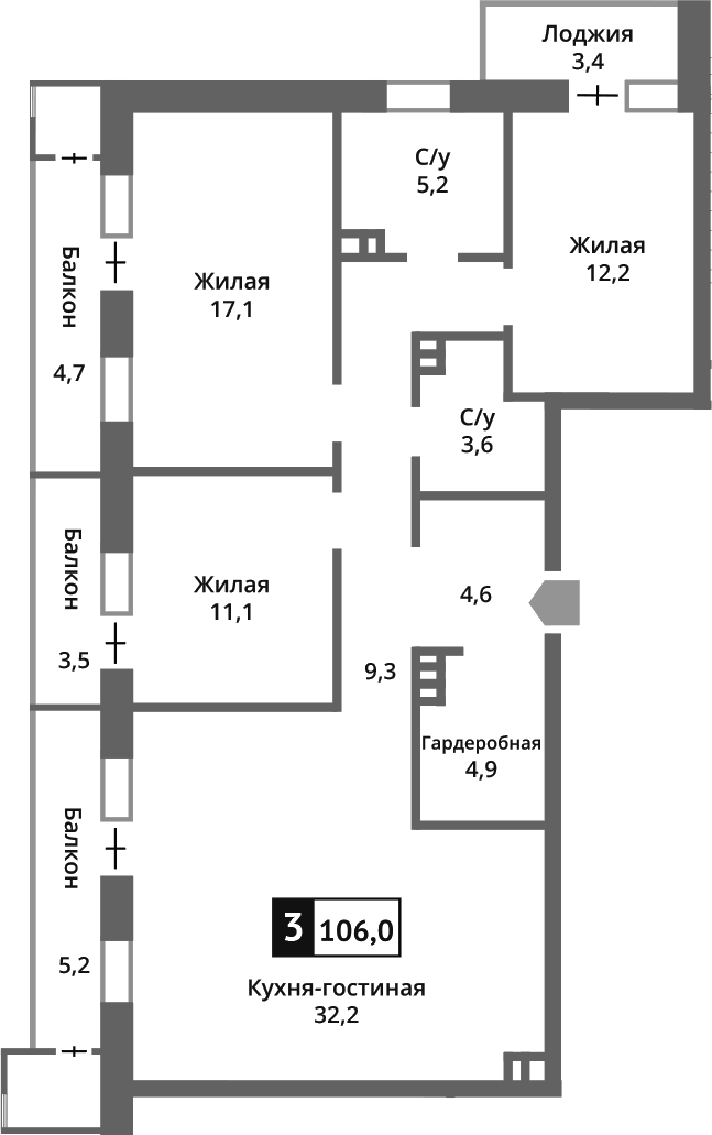 4-комн. Отрада на реке