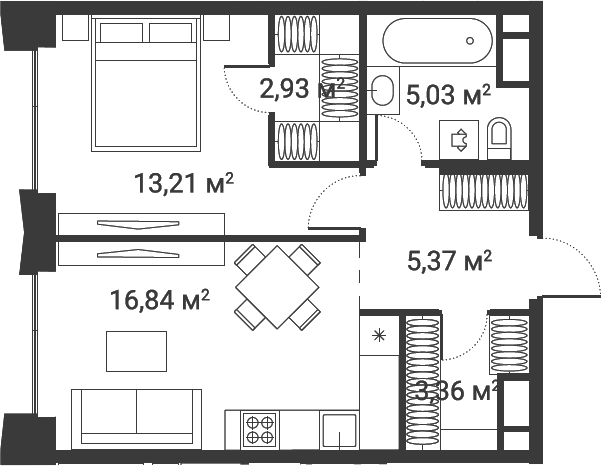 1-комн., 46.74 м², 22/28 этаж, ЖК «Первый Нагатинский»