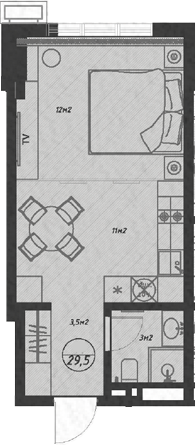 Студия, 29.5 м², 6/7 этаж, ЖК «Оливия»