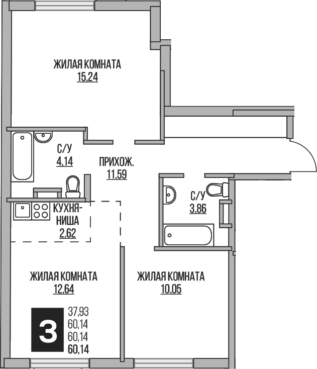3-комн. Гранель Аникеевский