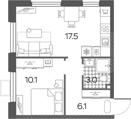 2-комн., 36.7 м², 6/24 этаж, ЖК «Лучи»