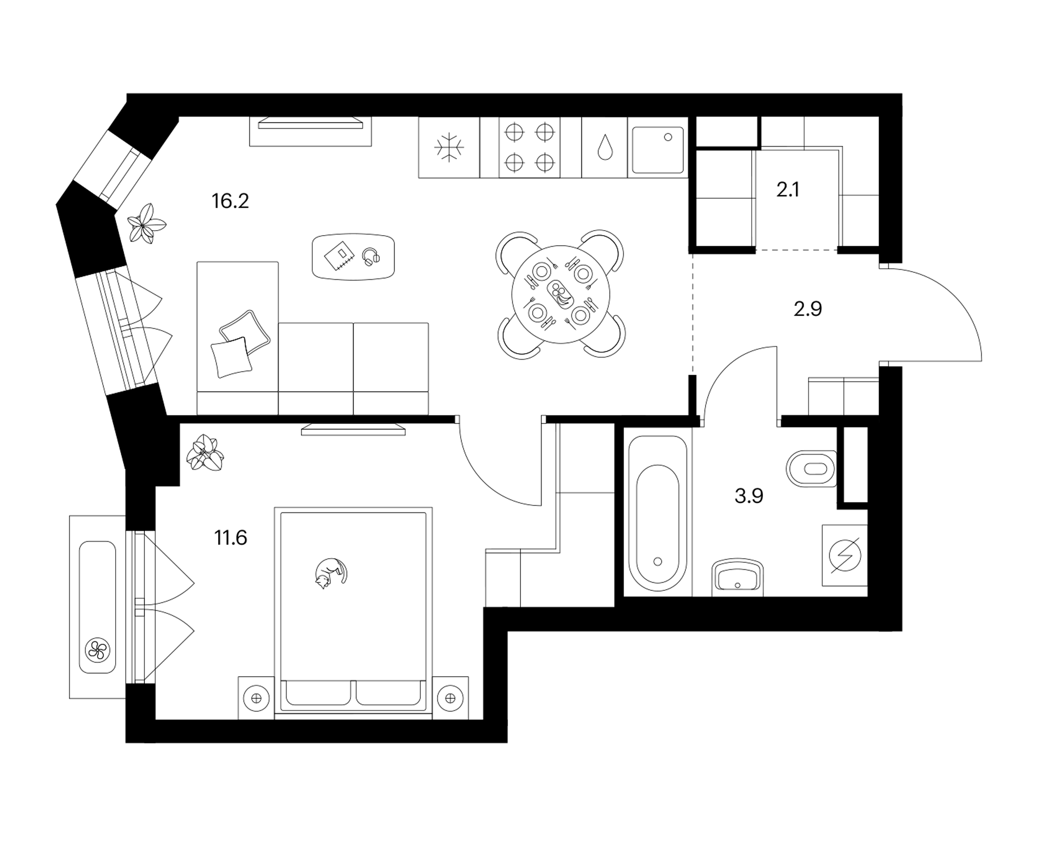 1-комн., 36.7 м², 30/32 этаж, ЖК «Мичуринский парк»