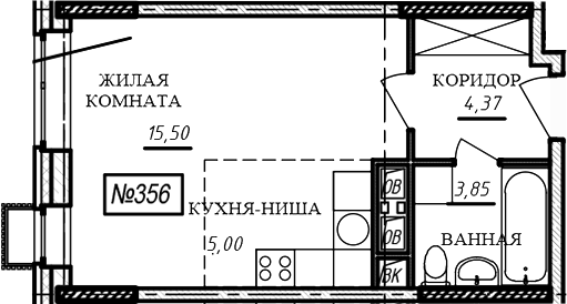 Студия, 28.7 м², 8/16 этаж, ЖК «Краснофлотский»
