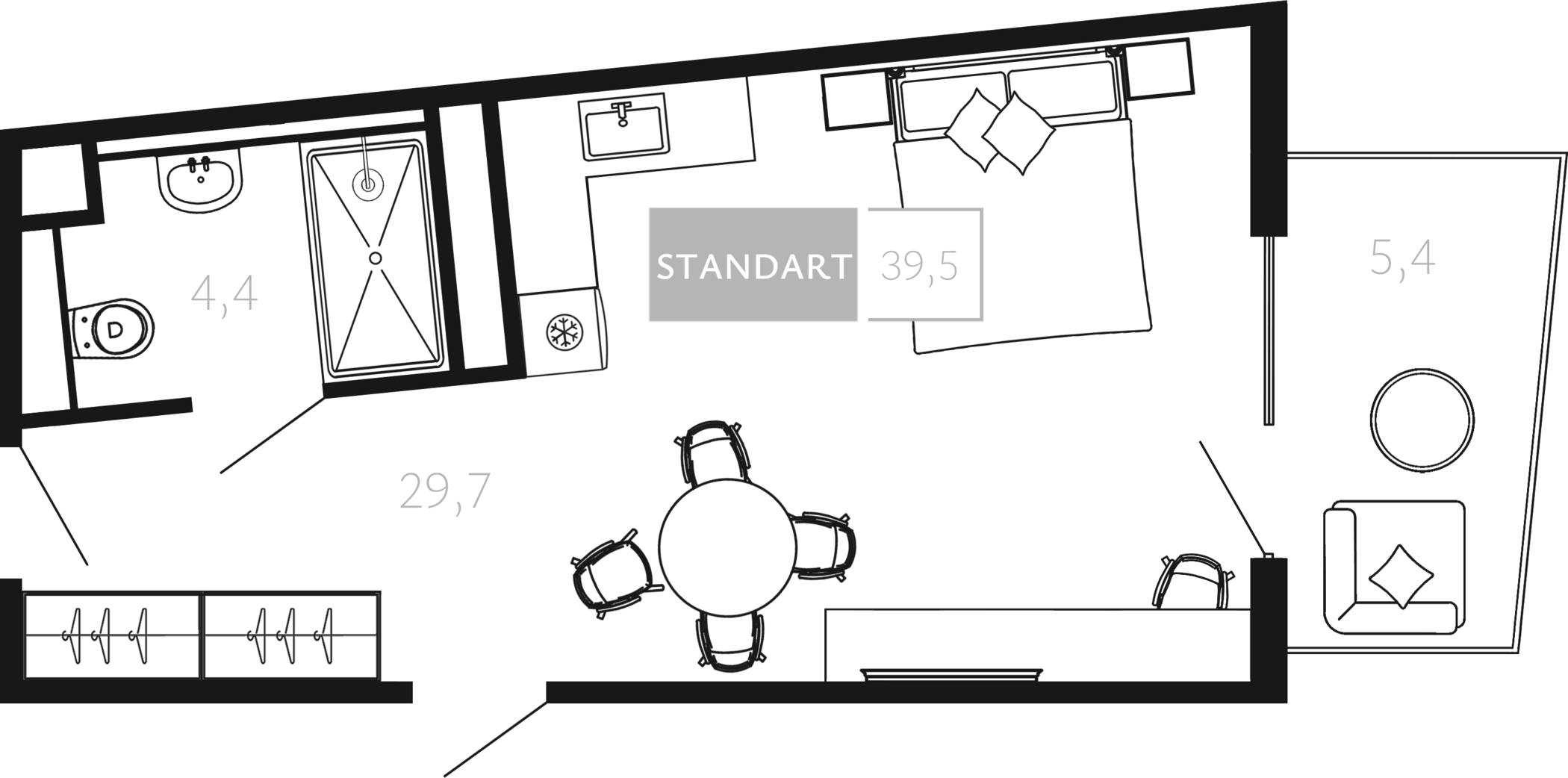 Студия, 34.1 м², 4/4 этаж, ЖК «Палаццо Де Агой»