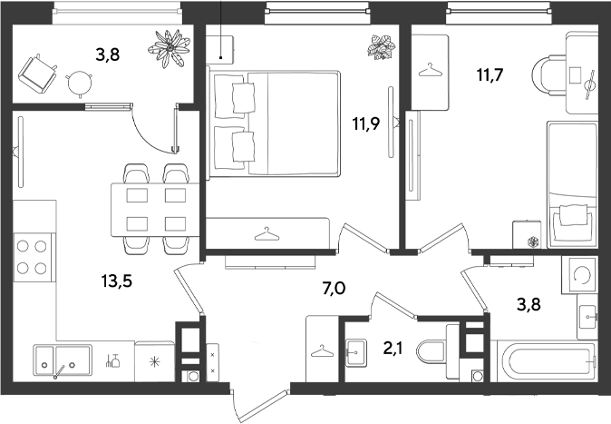 2-комн. квартира, 50 м² в ЖК Ридз — фото 2