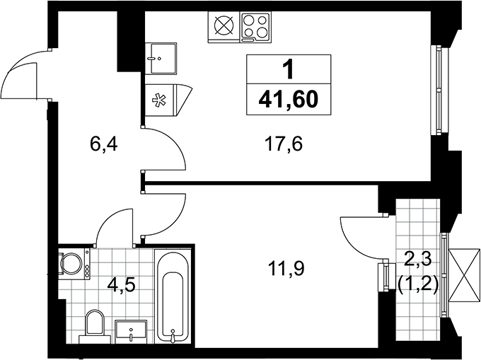 2-комн., 40.4 м², 15/17 этаж, ЖК «Деснаречье»