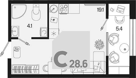 Студия квартира, 23.2 м² в ЖК Первое место — фото 2