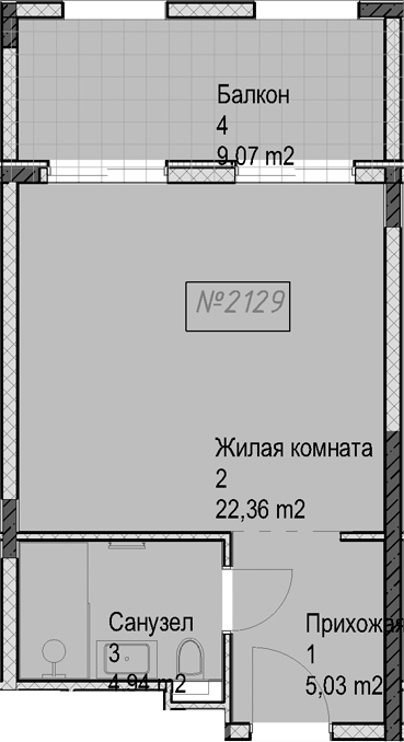 Студия квартира, 32.3 м² в ЖК Гостиничный комплекс Николай 1 — фото 2