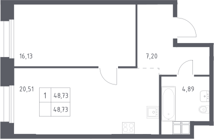 2-комн., 48.73 м², 3/23 этаж, ЖК «Тропарево Парк»