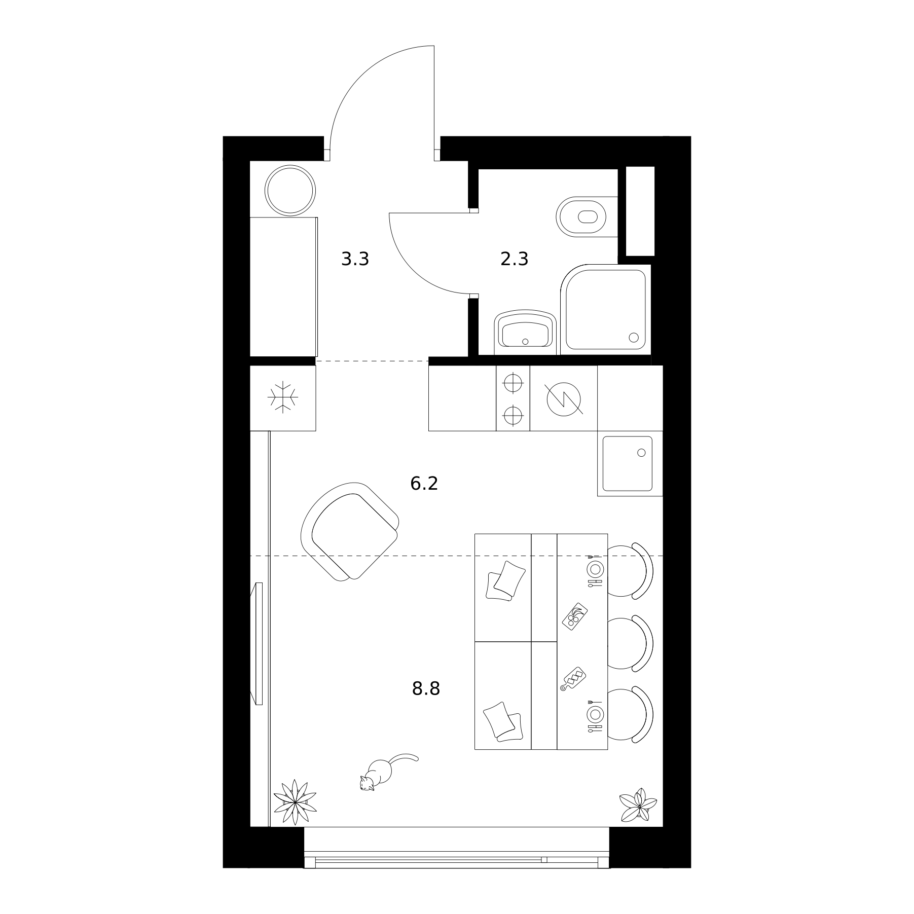 Студия, 20.6 м², 26/26 этаж, ЖК «2-й Иртышский»
