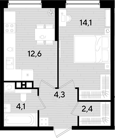 1-комн. квартира, 37.5 м² в ЖК DОГМА ПАРК — фото 2