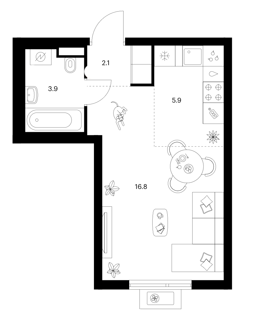 Студия, 28.7 м², 11/17 этаж, ЖК «Белая Дача парк»