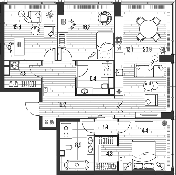 4+ комнаты, 120.6 м², 8/47 этаж, ЖК «HIGH LIFE»