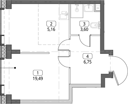 Студия, 35 м², 16/56 этаж, ЖК «СИТИДЗЕН»