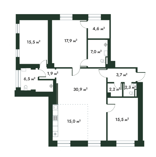 4+ комнаты, 123 м², 4/6 этаж, ЖК «МФК Arkenston»