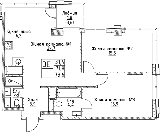 3-комн. ВЭРИ на Миклухо-Маклая