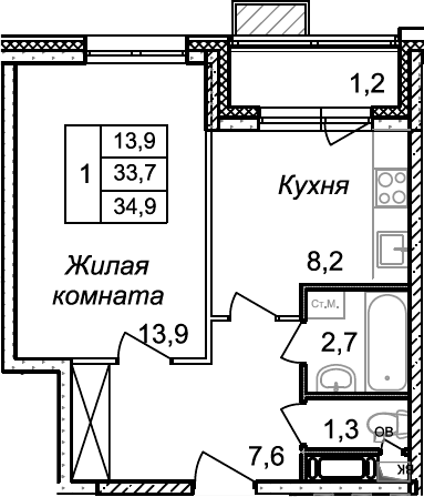 1-комн. Квартал Светлый