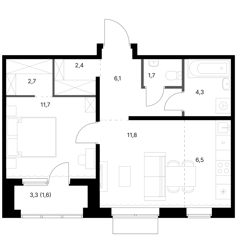2-комн., 47.2 м², 5/18 этаж, ЖК «1-й Ясеневский»