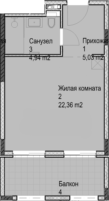 Студия квартира, 32.33 м² в ЖК Гостиничный комплекс Николай 1 — фото 2
