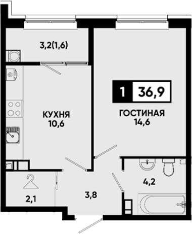 1-комн. Квартал на курорте Моя Легенда