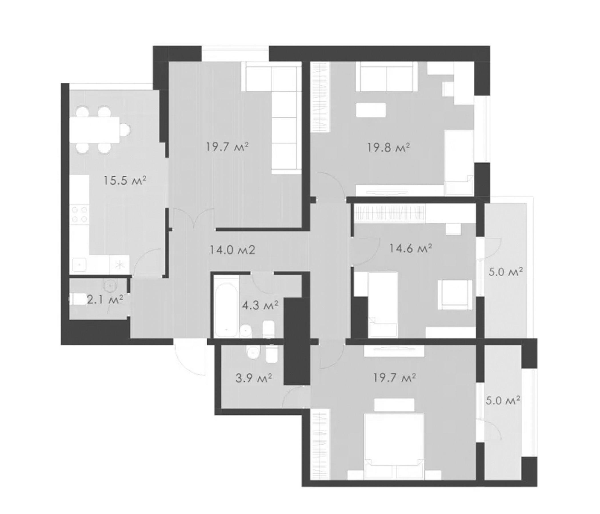 4-комн. квартира, 113.3 м² в ЖК Выбор — фото 2