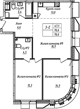 3-комн. УНО.Соколиная гора