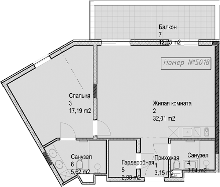 2-комн. квартира, 64.74 м² в ЖК Гостиничный комплекс Николай 1 — фото 2