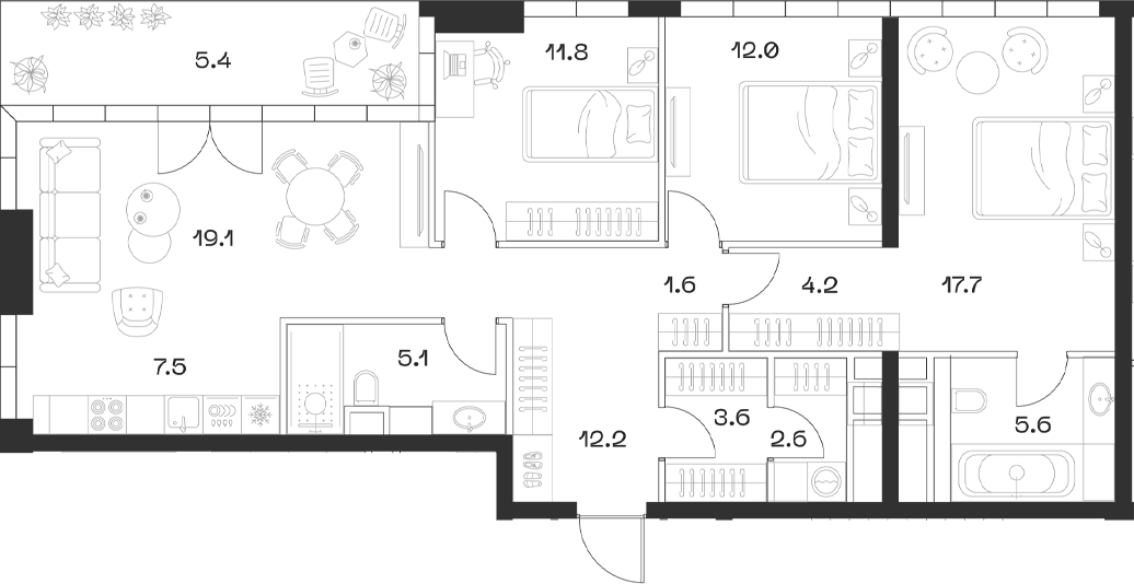 4+ комнаты, 101.4 м², 15/18 этаж, ЖК «SHIFT»
