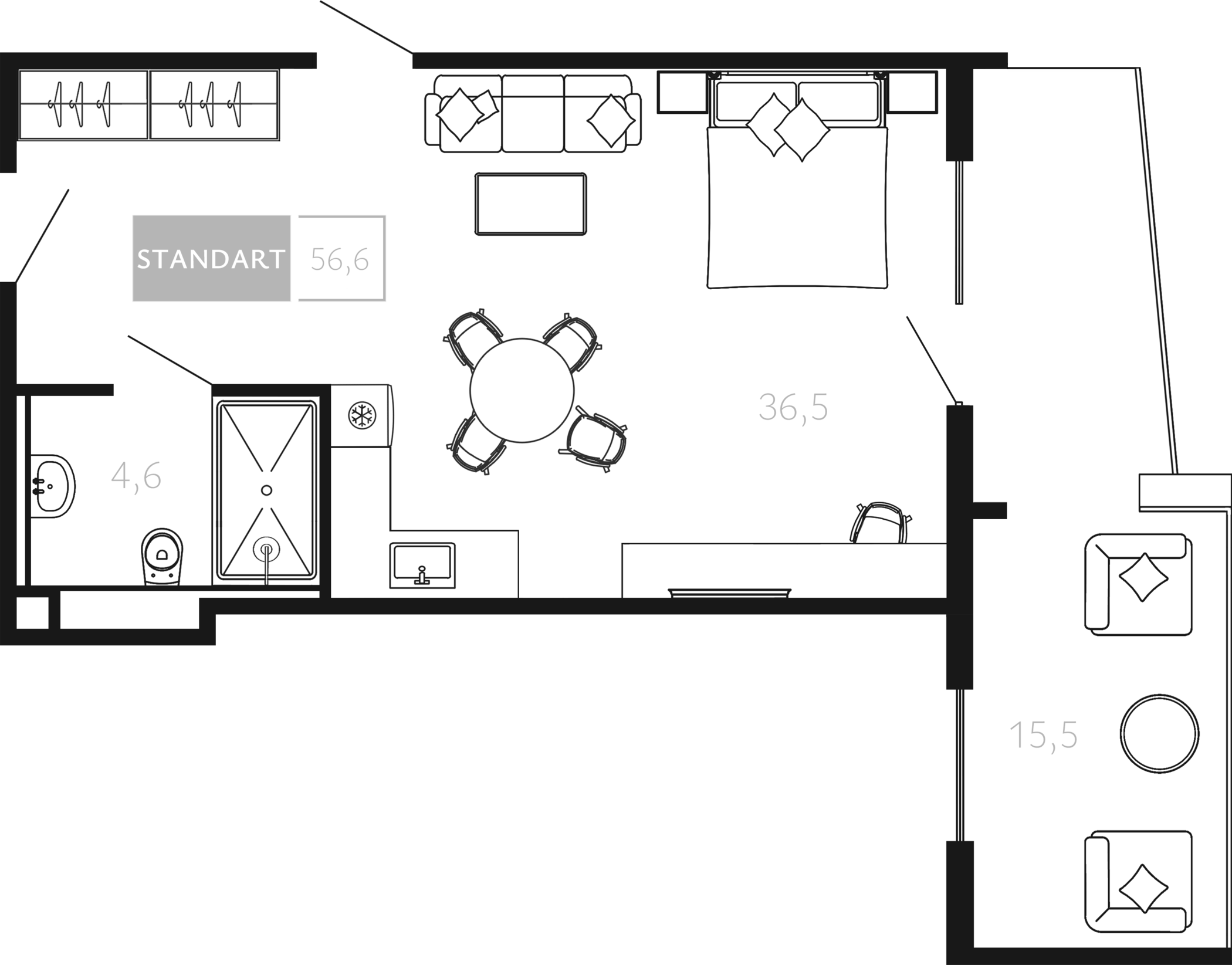 Студия, 41.1 м², 3/4 этаж, ЖК «Палаццо Де Агой»