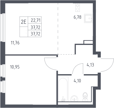 2-комн., 37.72 м², 17/17 этаж, ЖК «Пригород Лесное»
