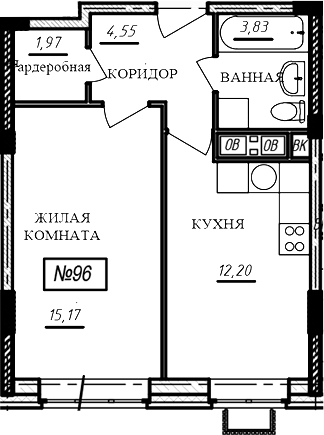 1-комн., 37.7 м², 5/16 этаж, ЖК «Краснофлотский»