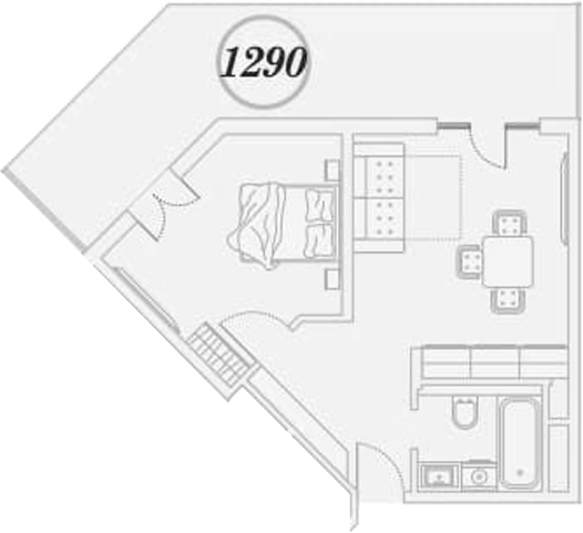 1-комн., 64 м², 1/9 этаж, ЖК «ГК Сан Гарден Хотел&СПА»