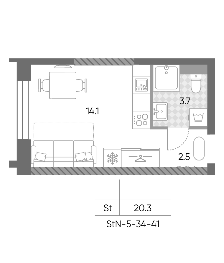 Студия, 20.3 м², 36/43 этаж, ЖК «ЗилАрт»