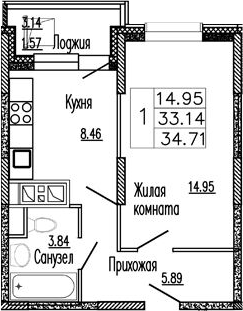 1-комн. Клевер