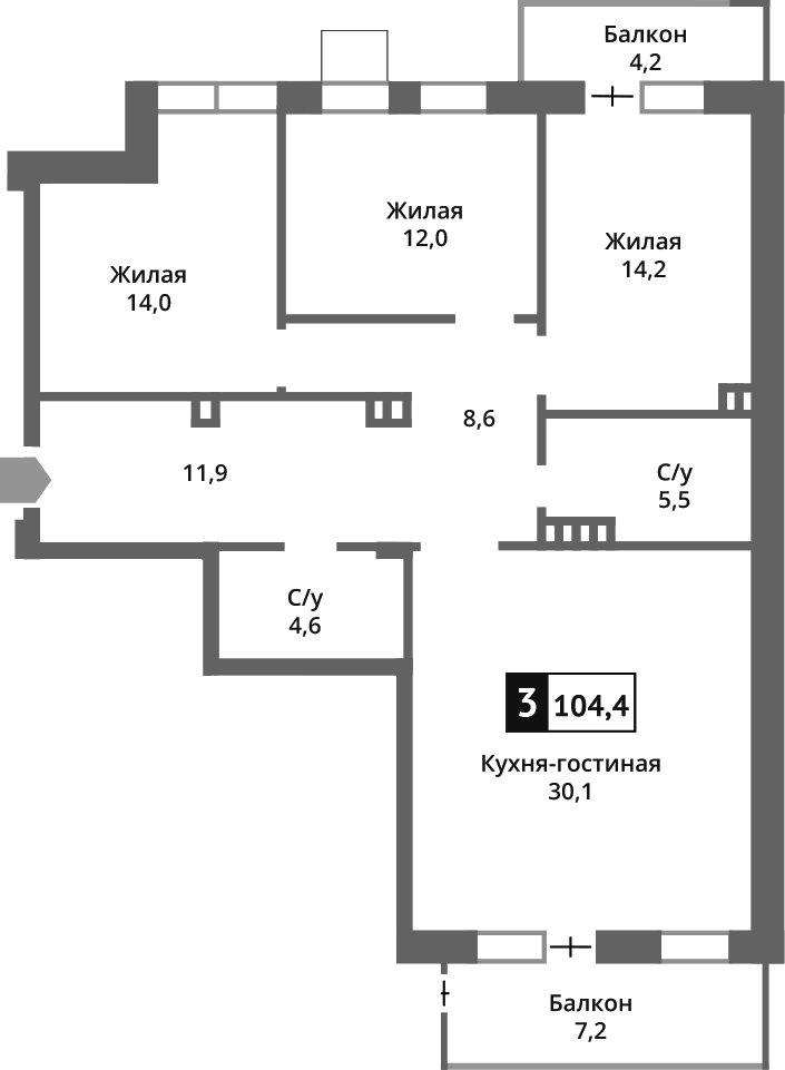4-комн. Отрада на реке