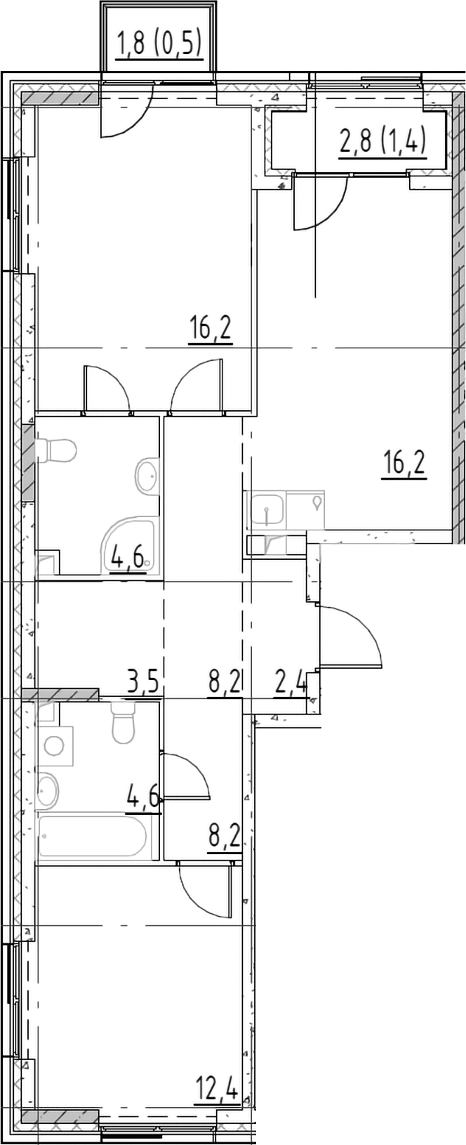 3-комн., 68.1 м², 15/19 этаж, ЖК «Шагал»